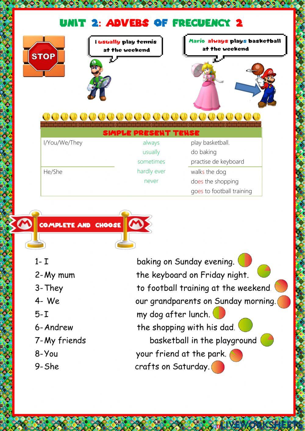 5th Simple Present Frecuency sheet 2