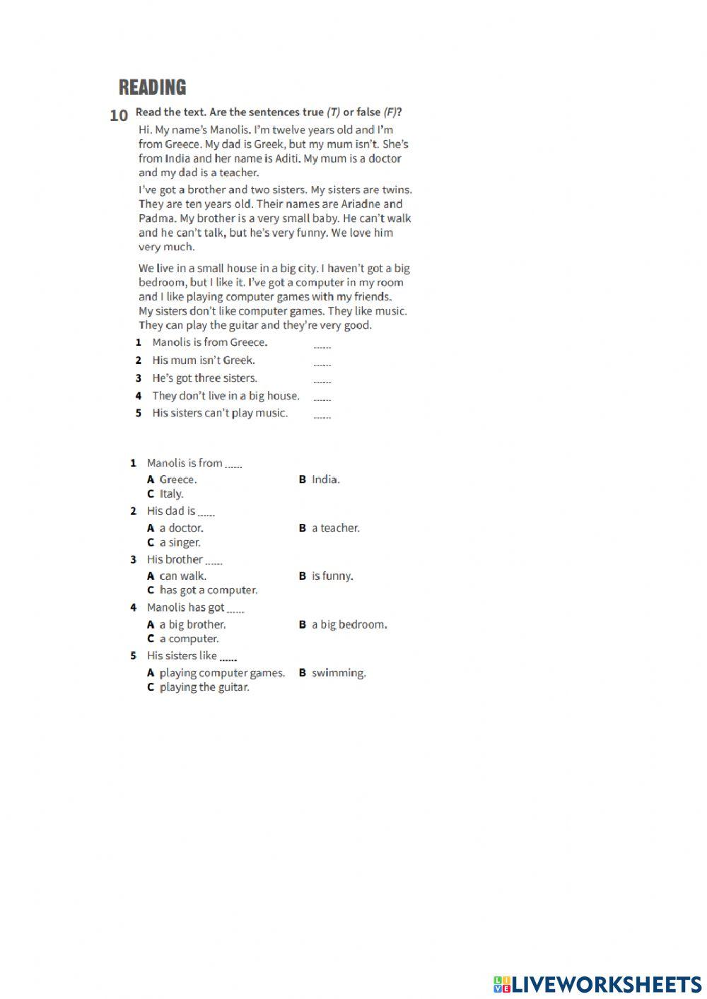 Prepare 5 READING 5 GRADE 1 TERM