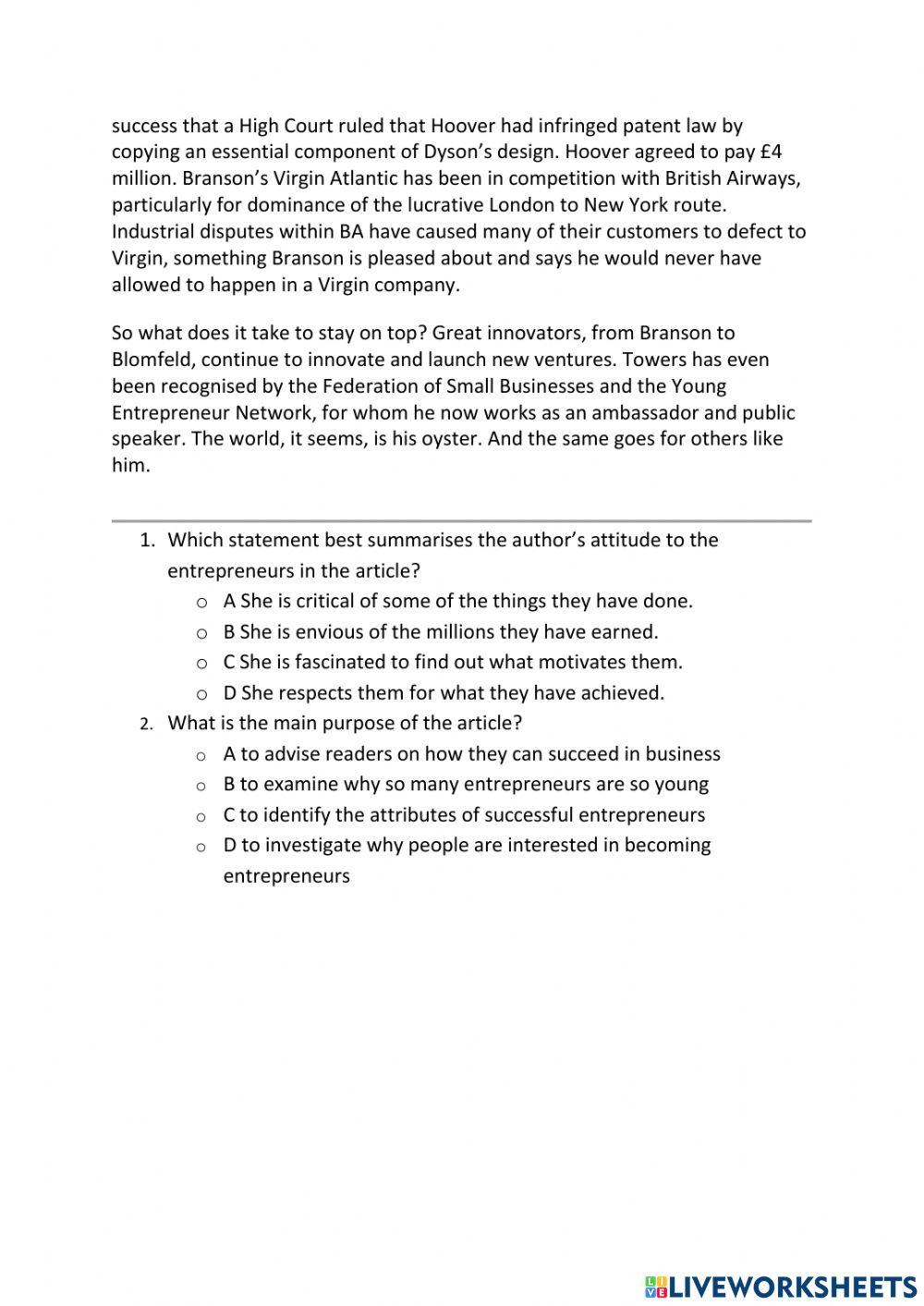 IE3, Unit 4, Reading, Exercise 10