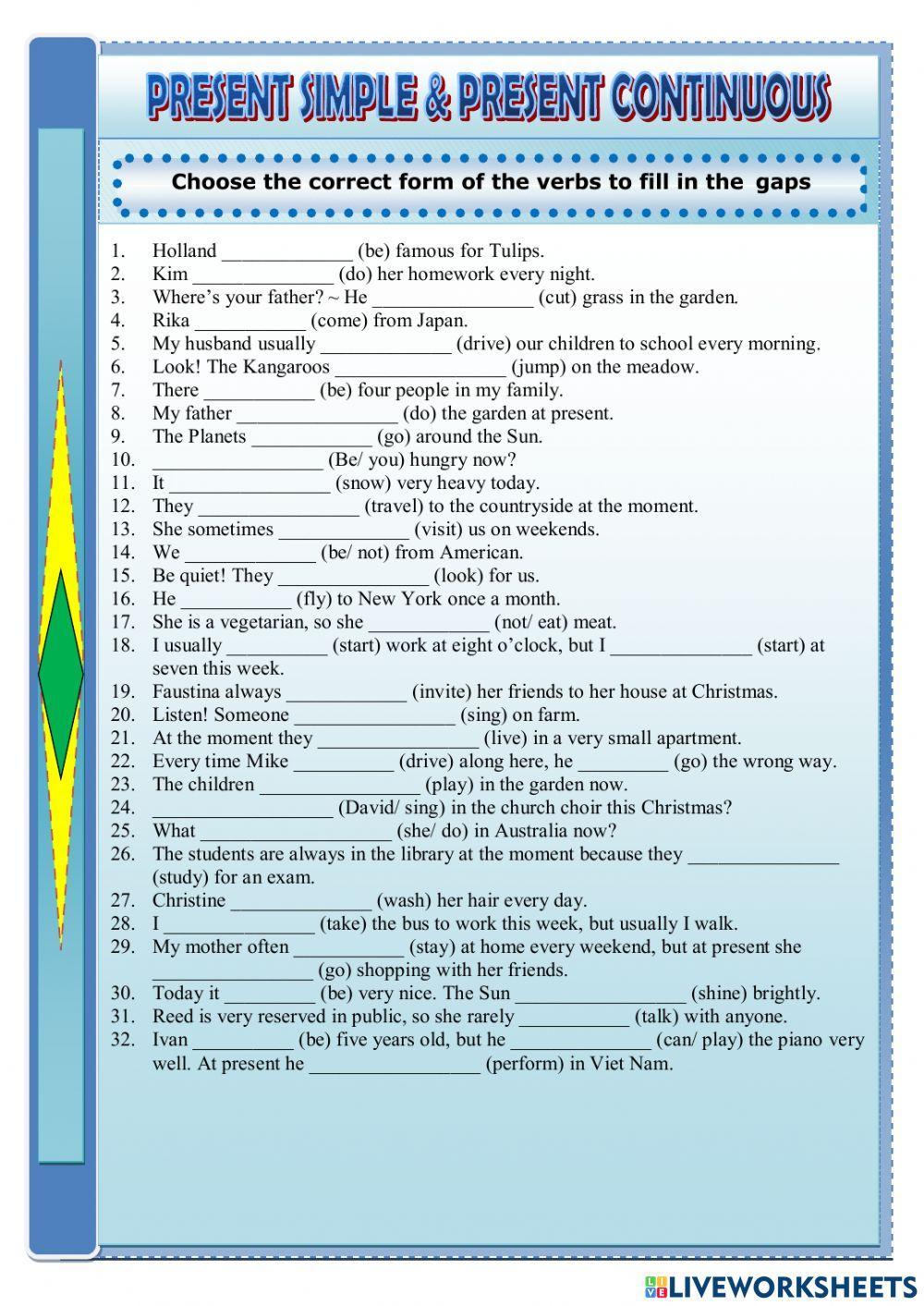 Present simple and present continuous