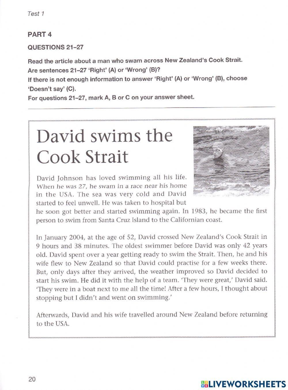 KET - Reading & Writing - Test 1