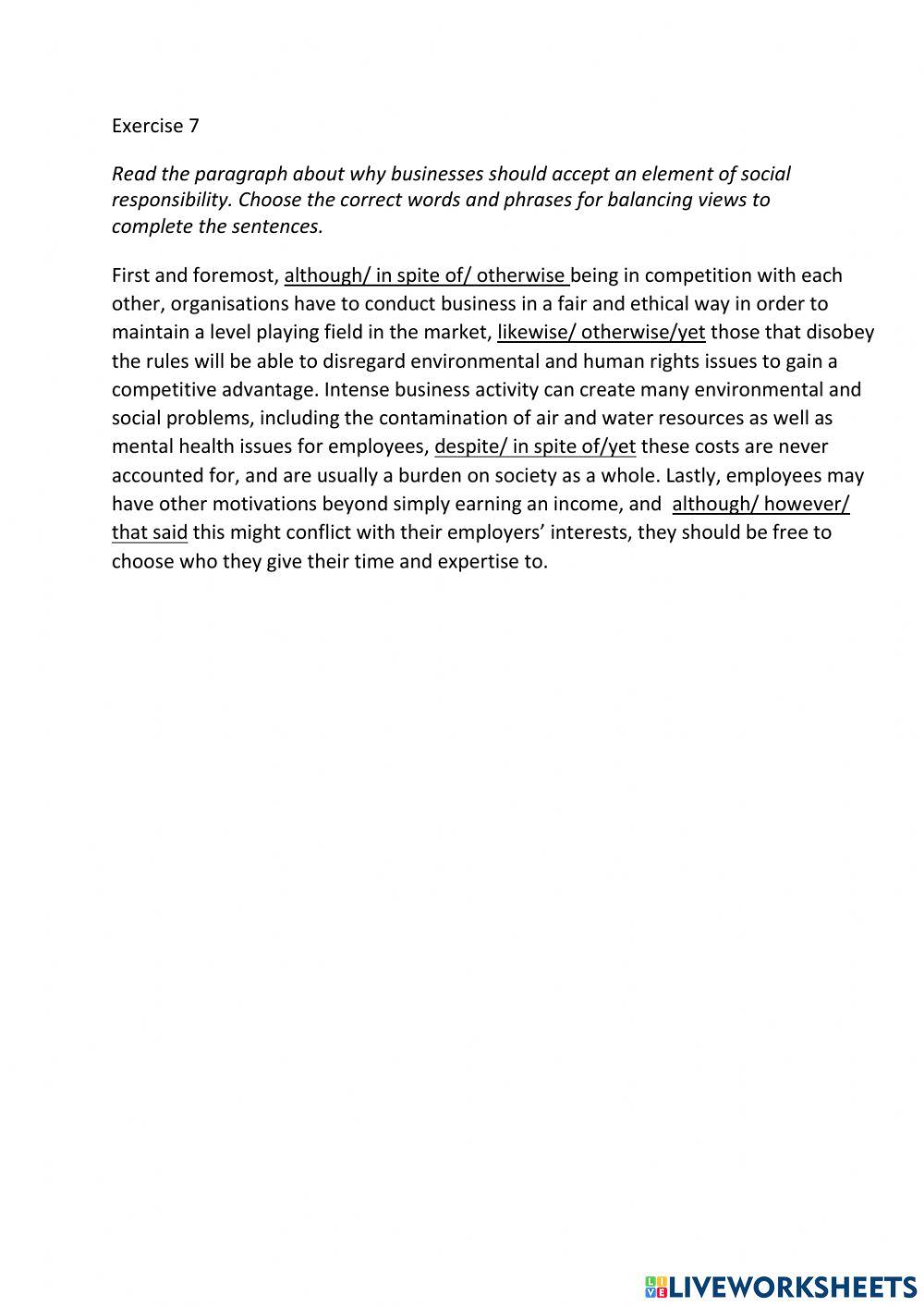 IE3, Unit 4, Writing, Exercise 7