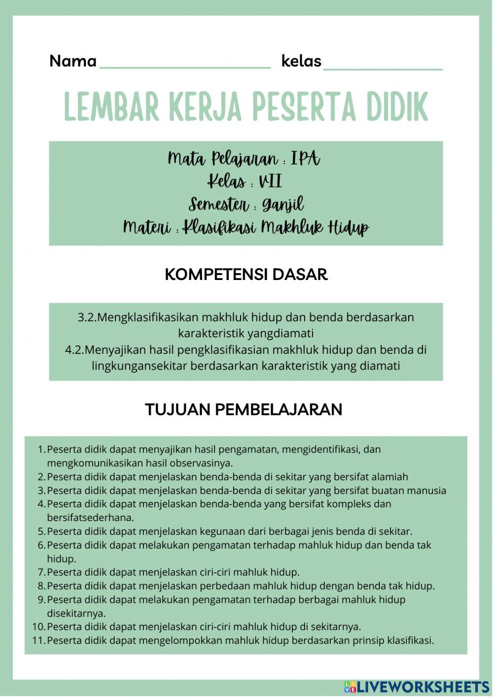 LKPD (klasifikasi makhluk hidup)