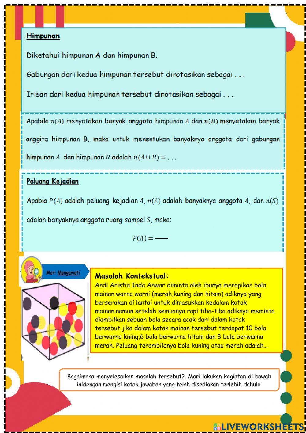 Peluang kejadian majemuk saling lepas