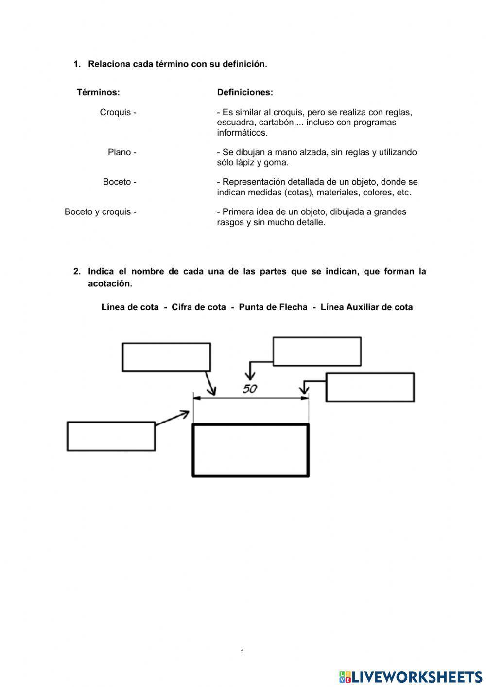 Boceto, croquis, plano y acotación