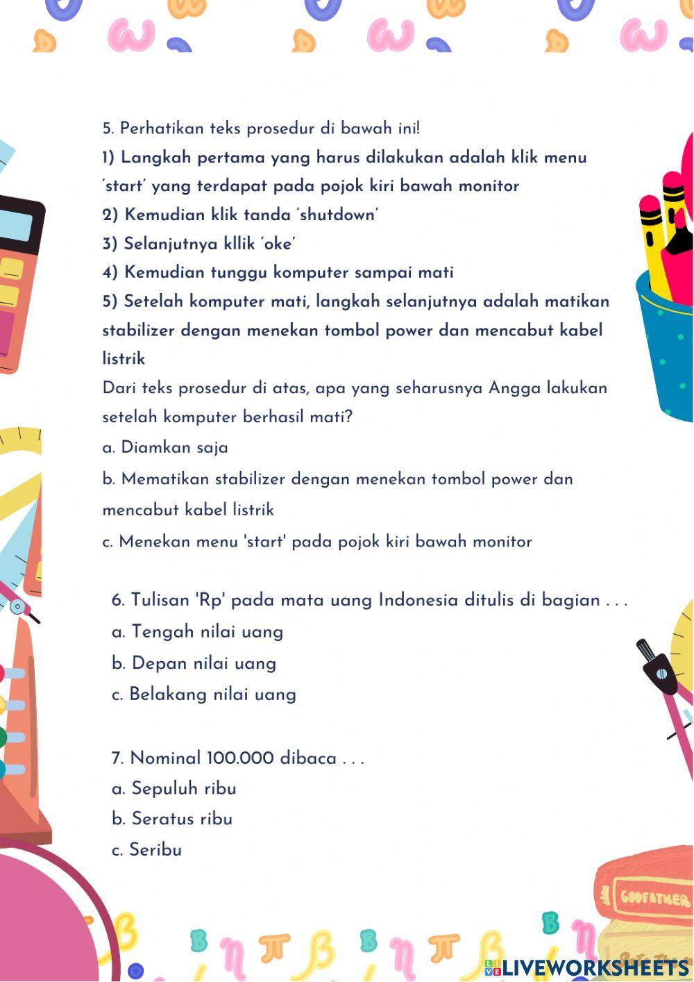 Lembar Evaluasi Bahasa Indonesia Bab 5