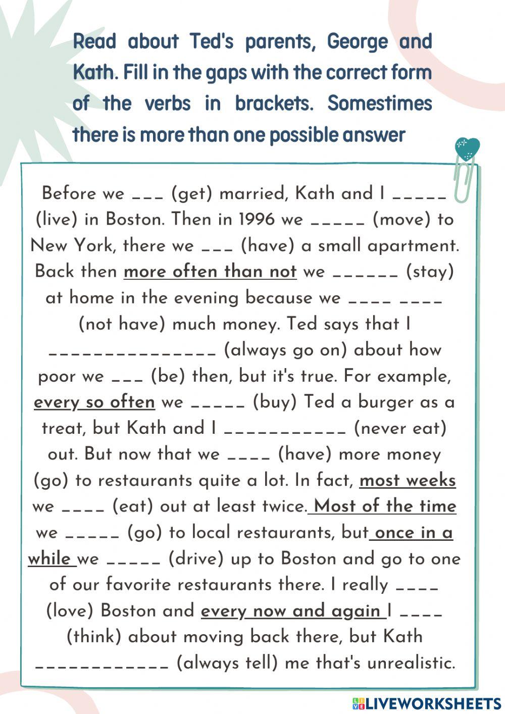 Word tense worksheet | Live Worksheets