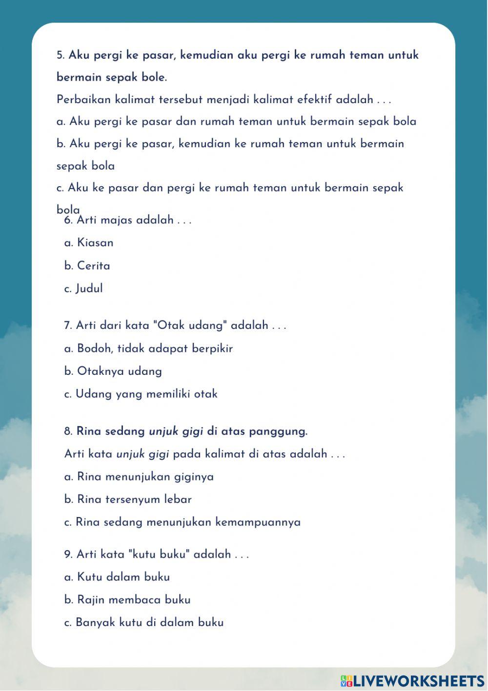 Lembar Evaluasi Bab 6 Bahasa Indonesia