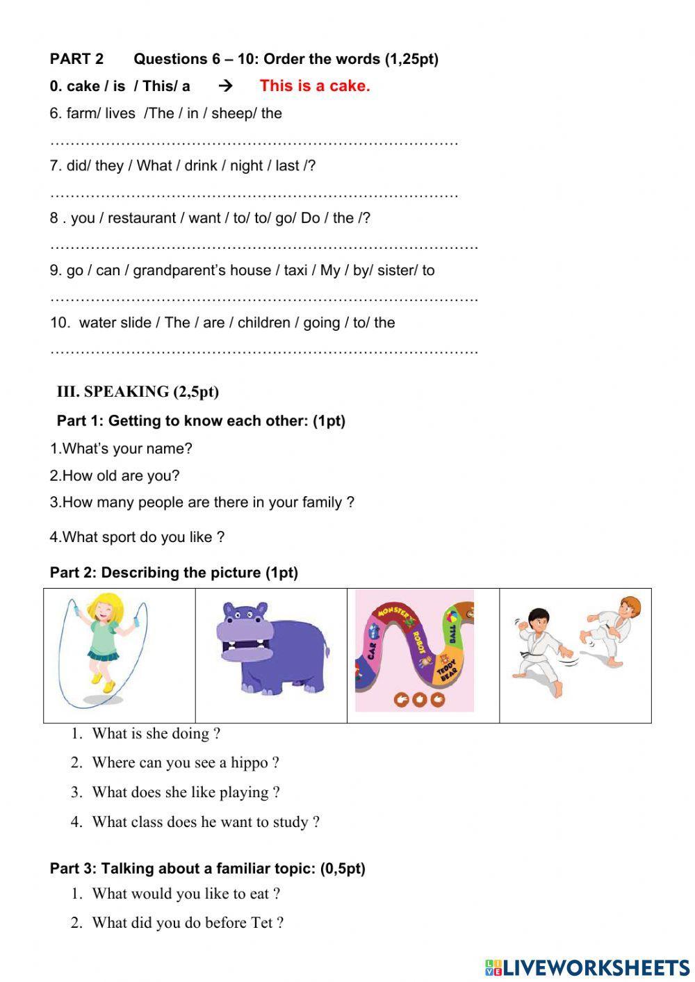 Đề thi tiếng anh HKII - smart start 5.  ĐỀ SỐ 2