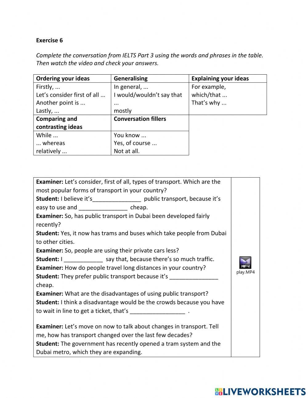 IE2, Unit 4, Speaking, Exercise 6