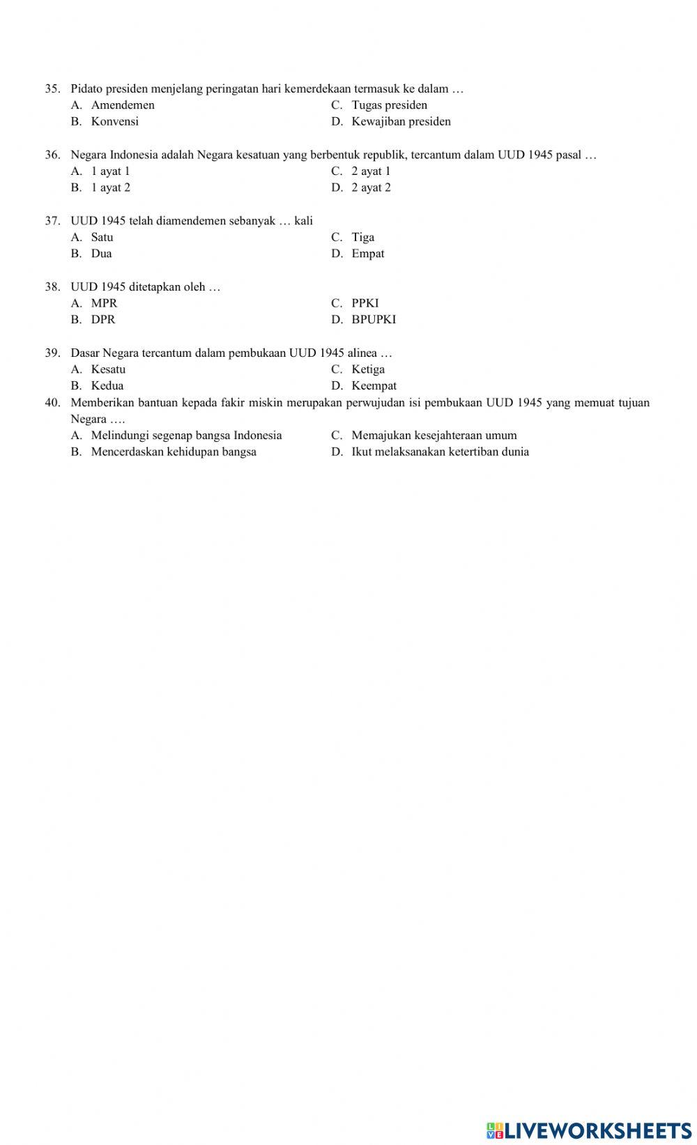 Ulangan sumatif akhir semester 1 PPKN