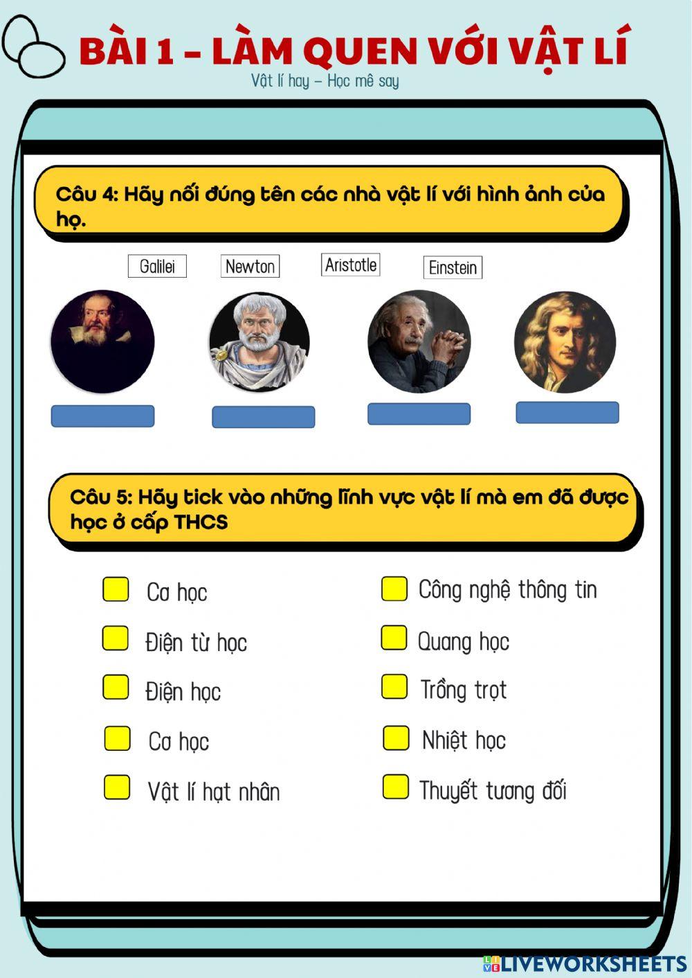 Vật lí 10 - Bài 1 - Làm quen với vật lí