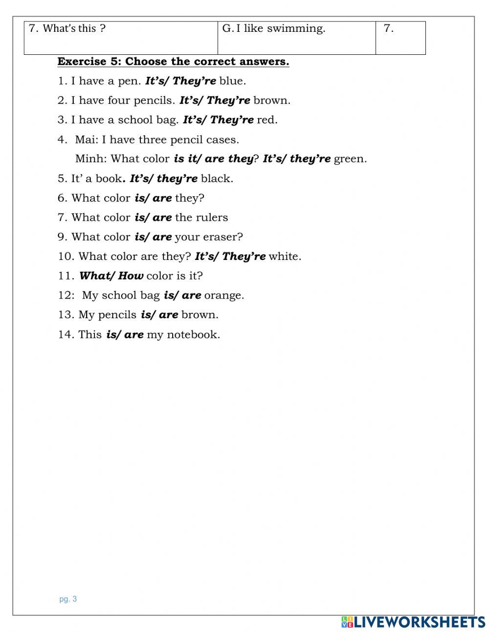 English 3 - Unit 9: Colours