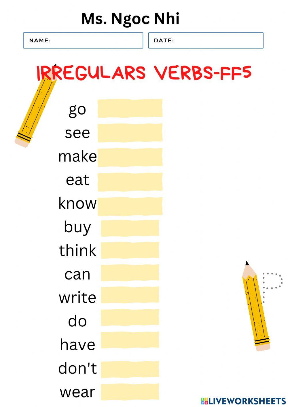 Ff5 irregular verbs