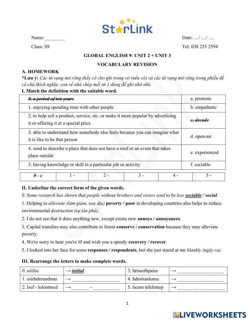 Foreign teacher-S9-Week 17-U2+3-Vocab revision