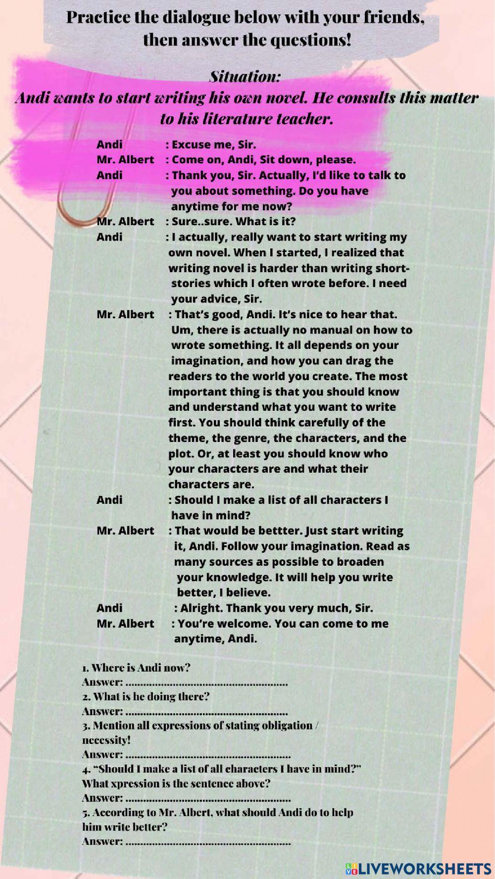 Read and answer obligation text