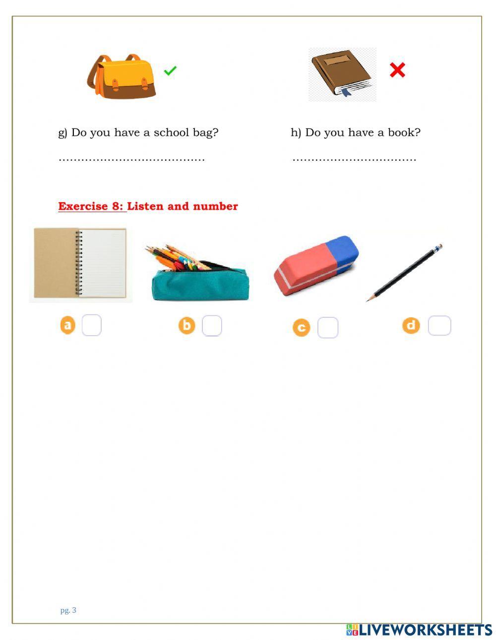 English  3 - unit 8: My school things