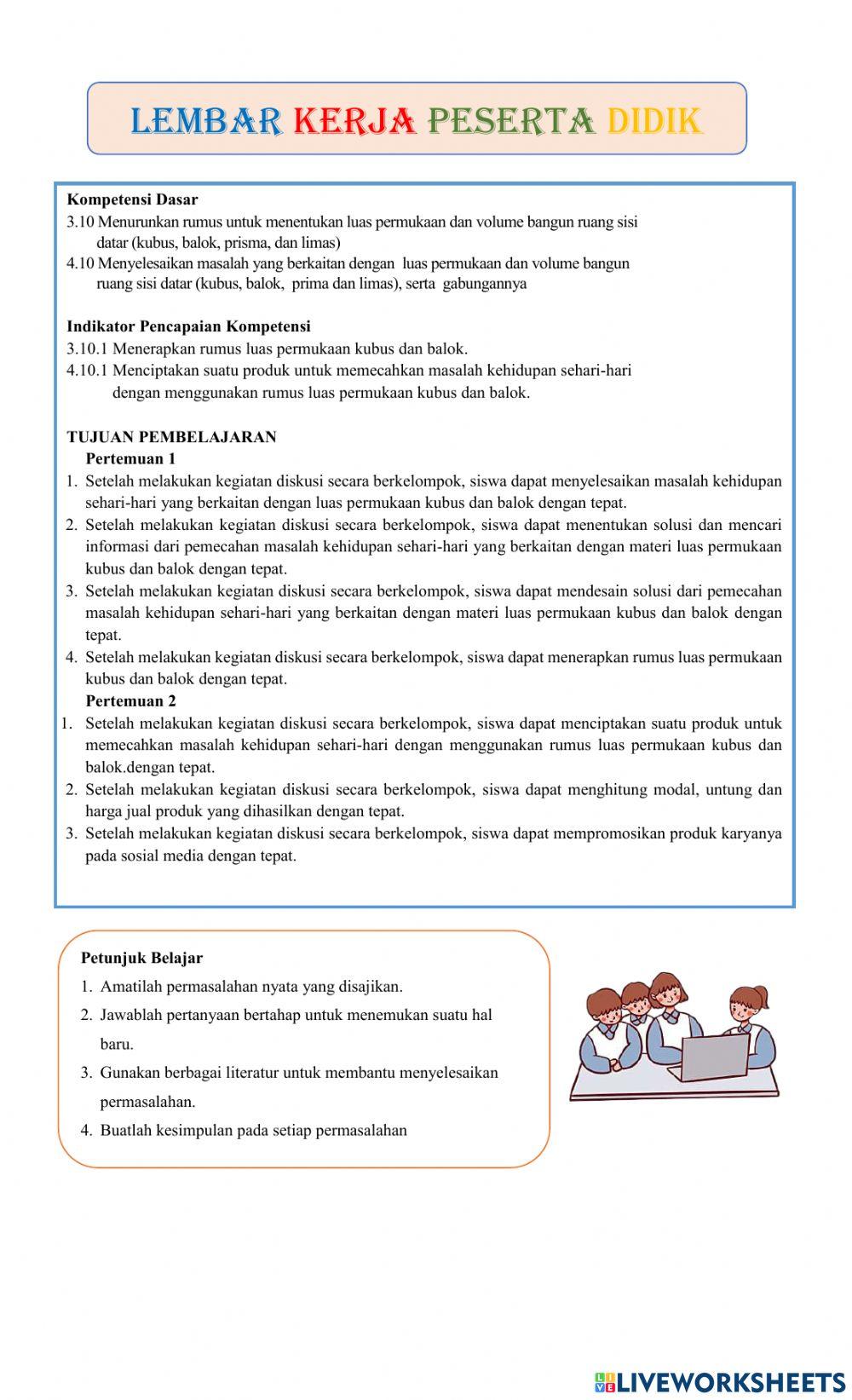 Membuat projek yang berkitan dengan luas permukaan kubus dan balok