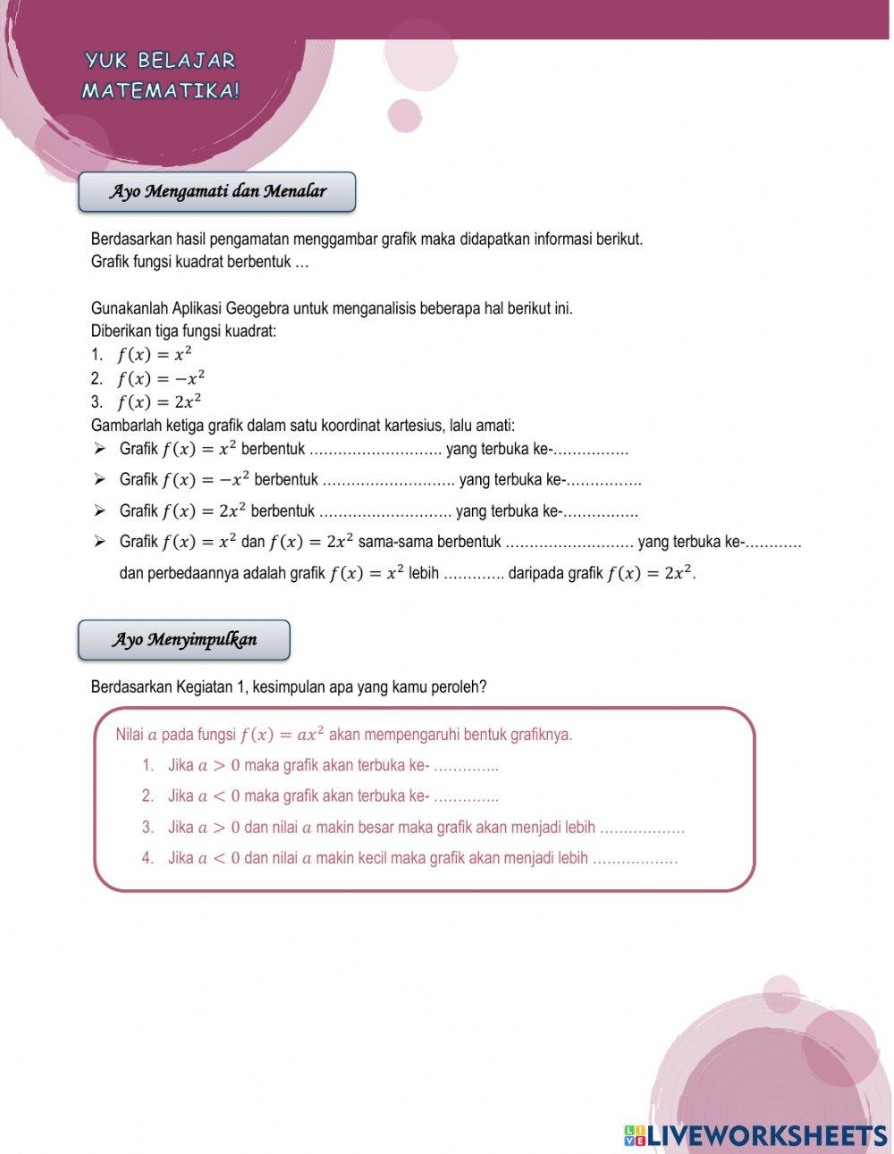 Lkpd fungsi kuadrat pert.1