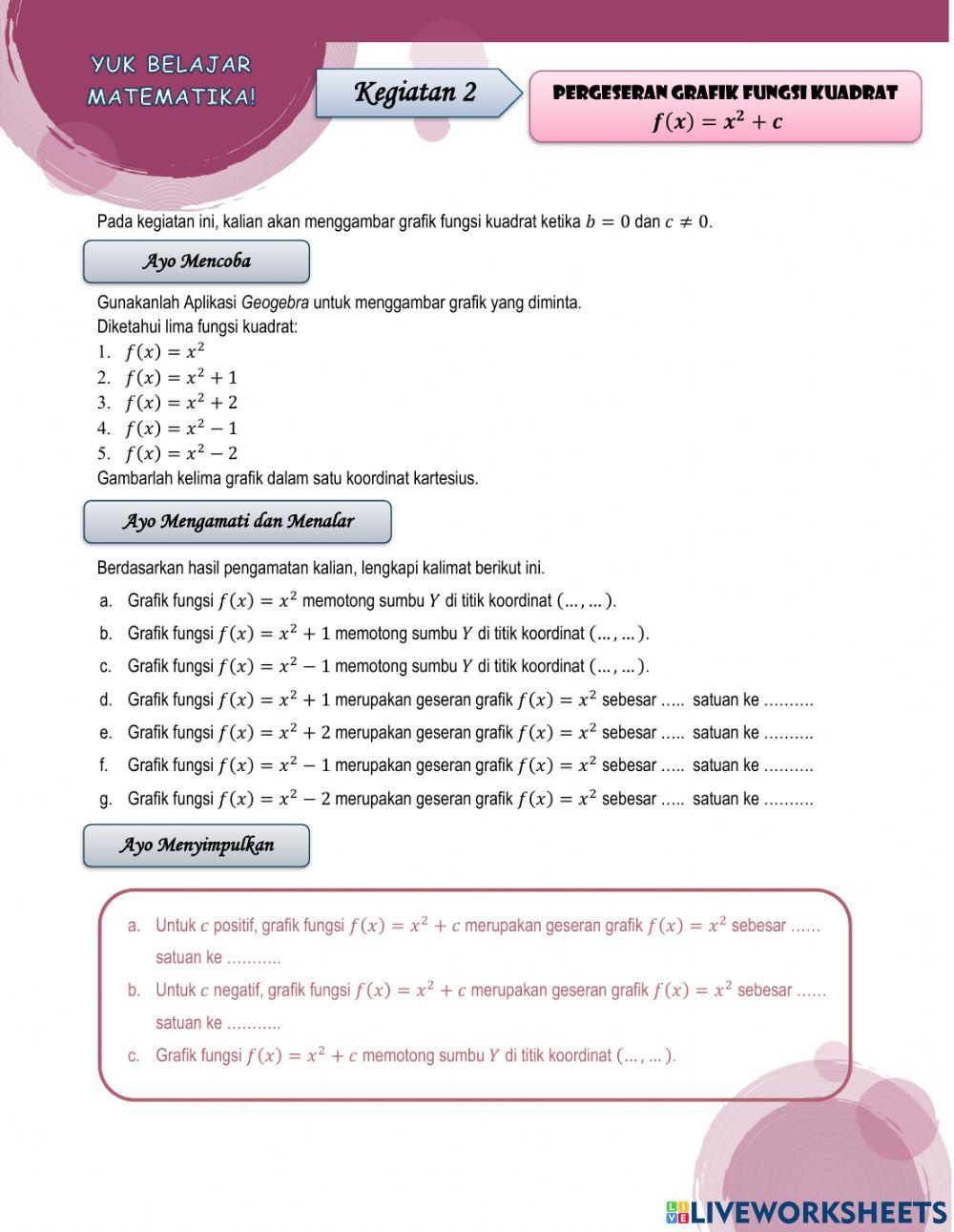 Lkpd fungsi kuadrat pert.1