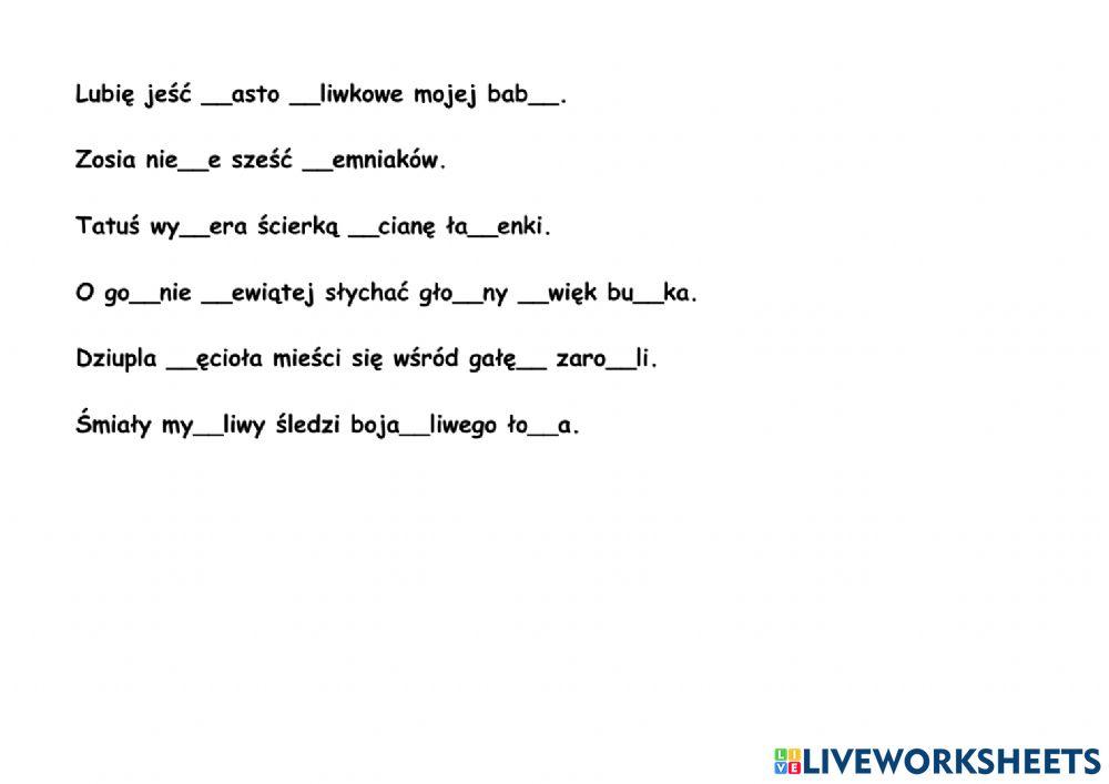 Głoski ciszące - zdania