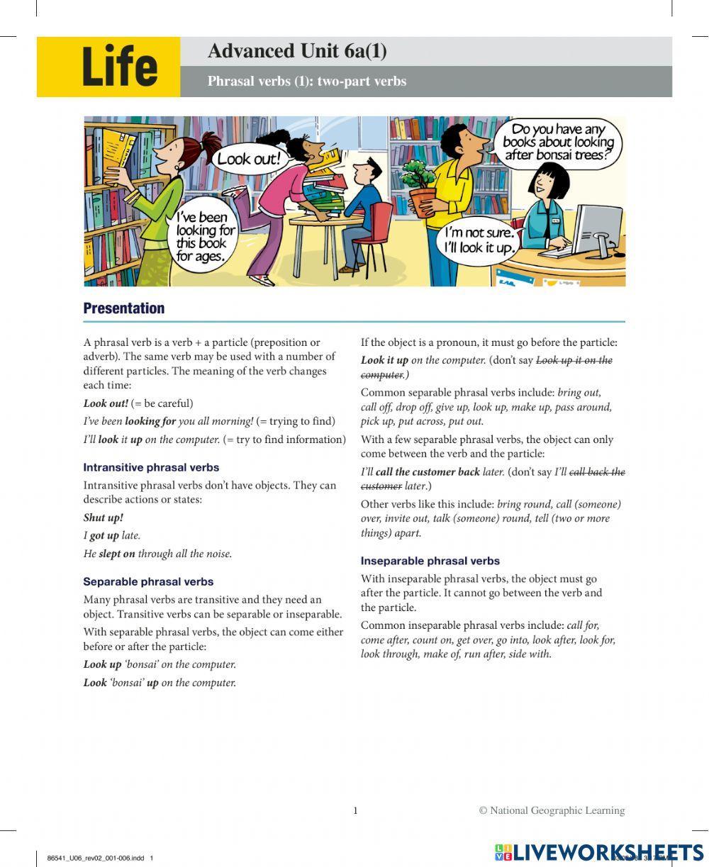 6a Phrasal verbs (1): two-part verbs