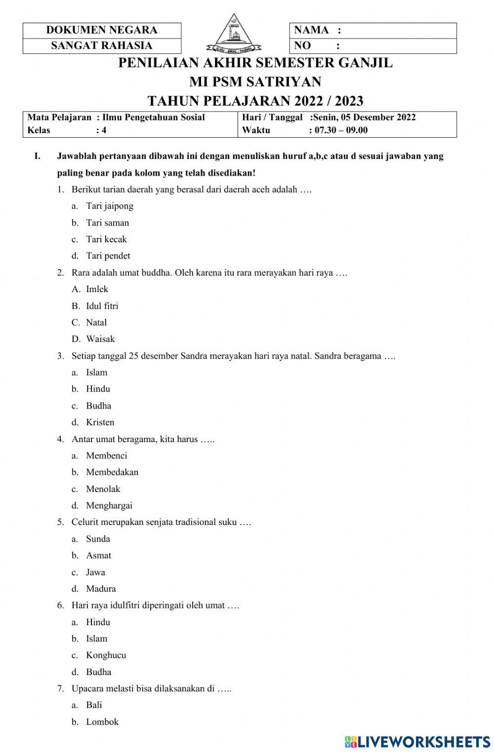 Soal PAS Ganjil IPS 2022-2023