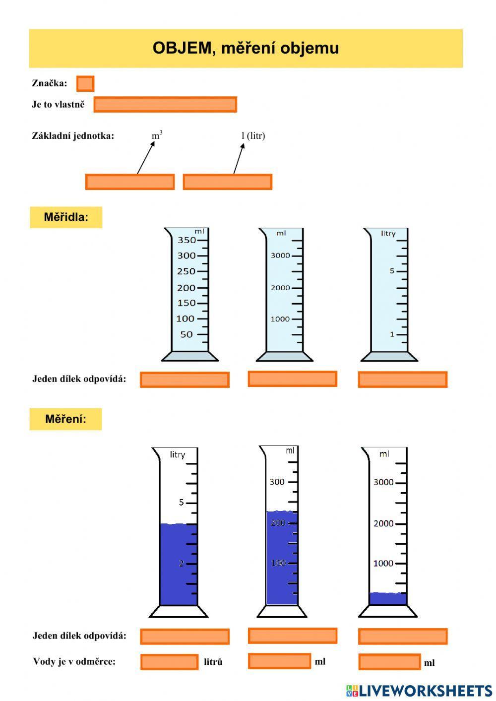 Veličiny - OBJEM (měření objemu)