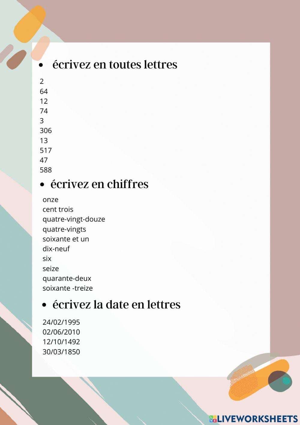 NOMBRES ET DATE