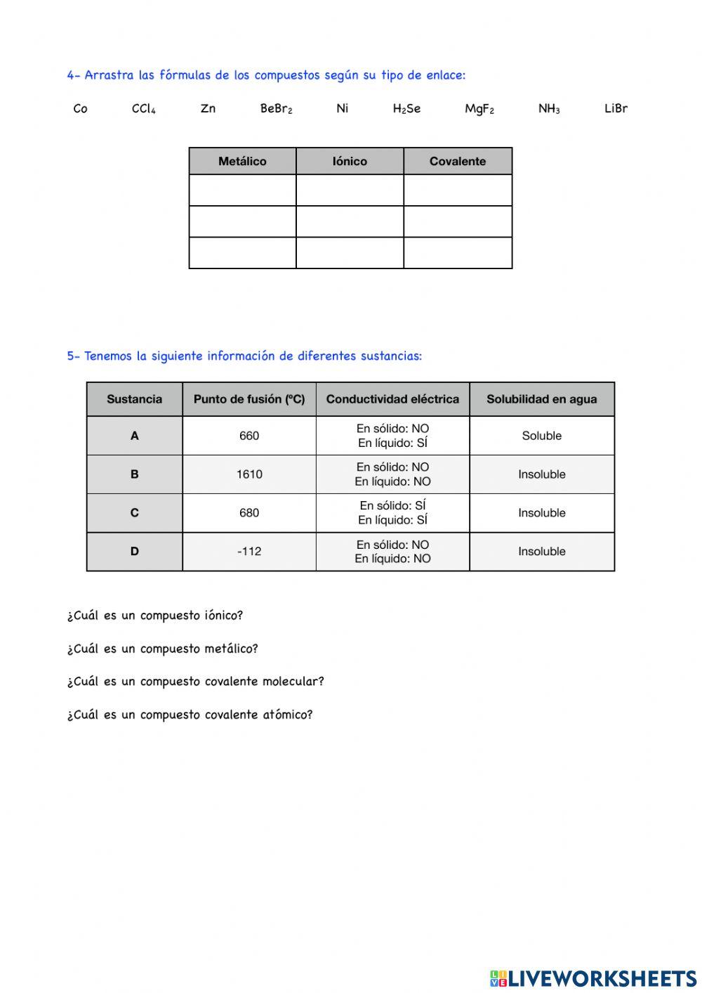 Tipos de enlaces químicos (B)