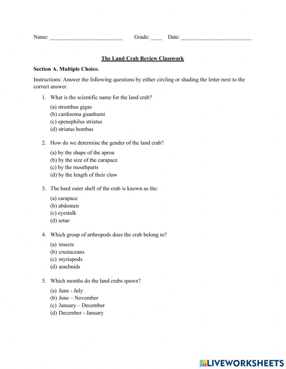 The Land Crab Review