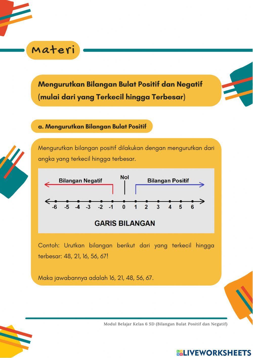 Bilangan Bulat Positif dan Negatif