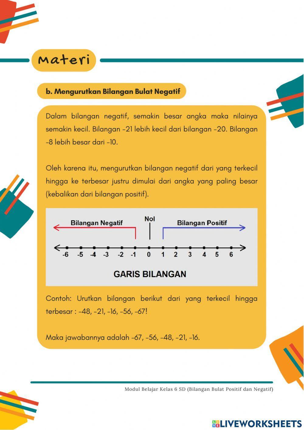 Bilangan Bulat Positif dan Negatif