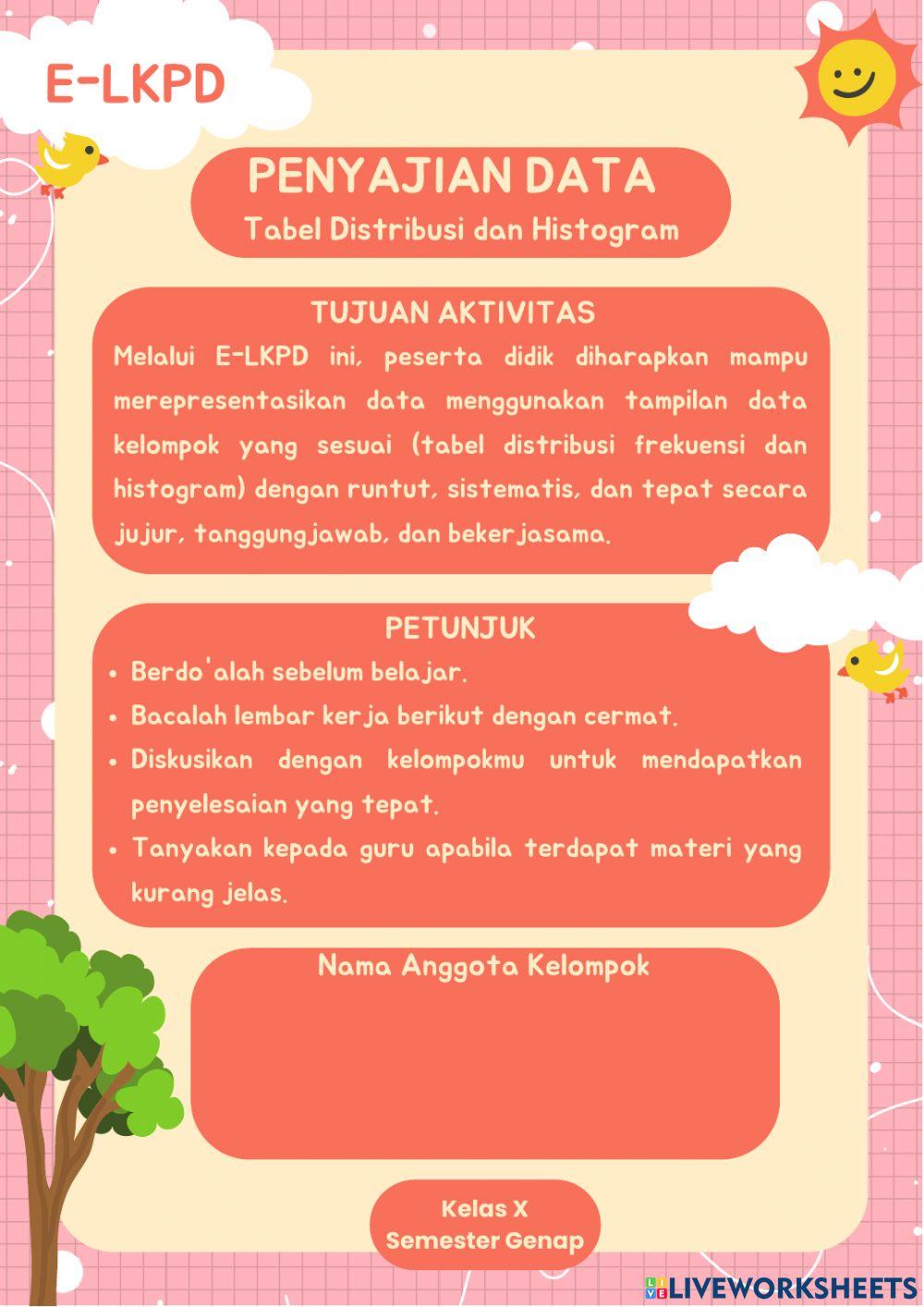 E-LKPD Penyajian Data (Tabel Distribusi Frekuensi dan Histogram) online ...