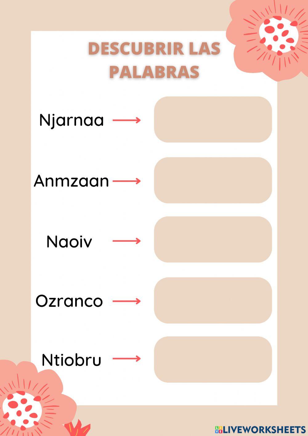 Ordenar las palabras