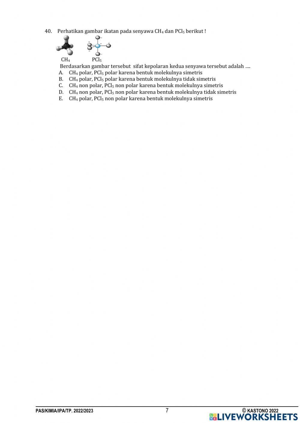 Soal Remedial KImia Kelas XI MIPA