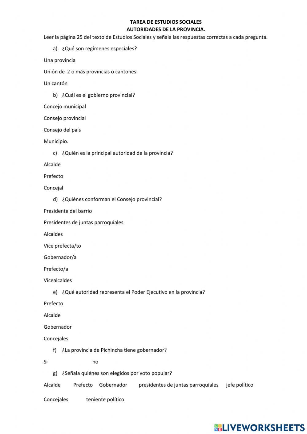 Autoridades de la provincia