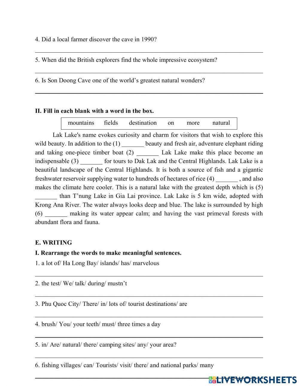 TA6. Unit 5  the wonders of Vietnam