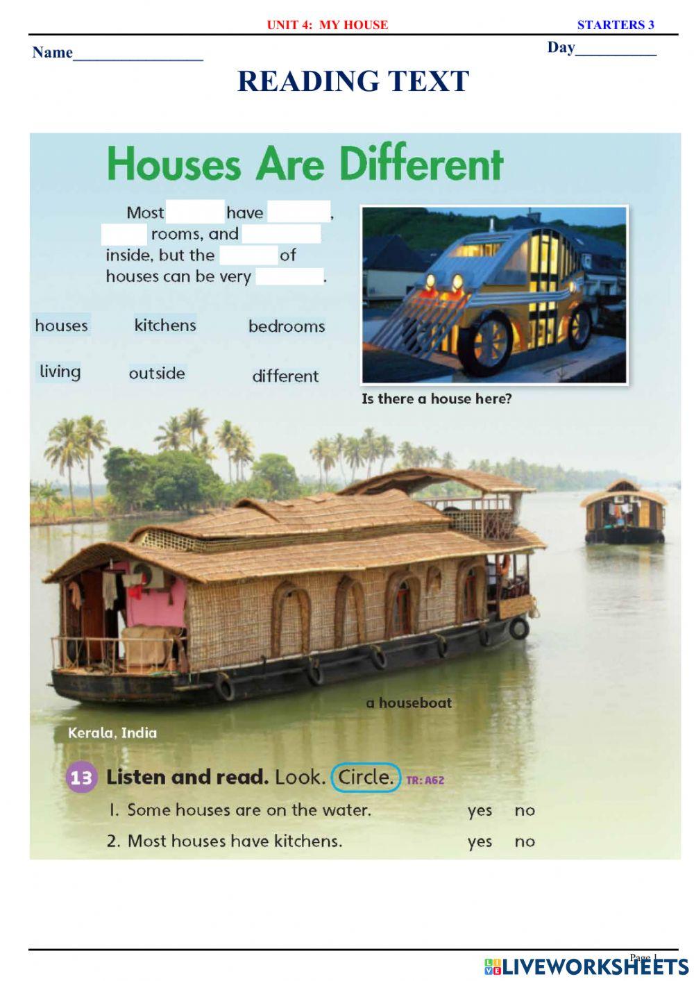 Starters 3 - u4 - reading text