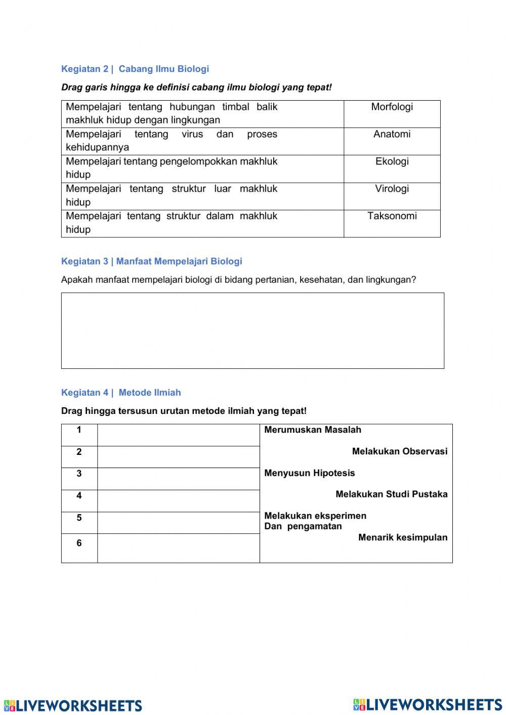 Lkpd ruang lingkup biologi