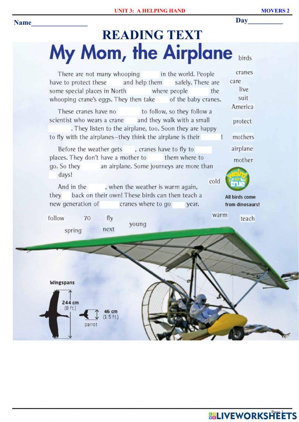 Movers 2 - U3 - Reading Text worksheet | Live Worksheets