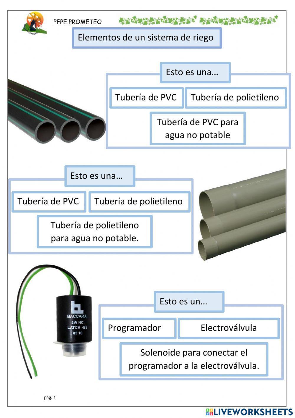 Piezas sistema de riego