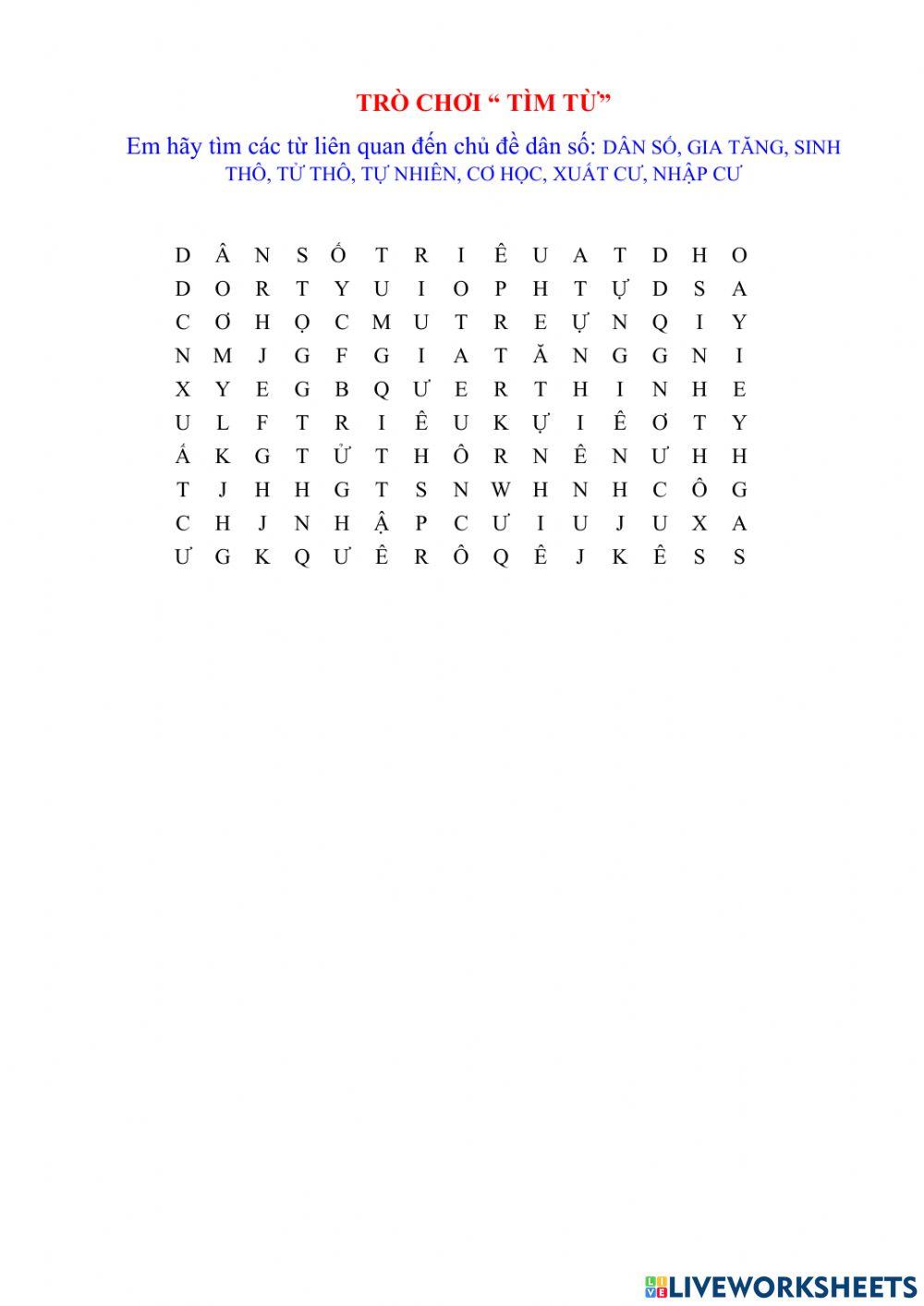 Trò chơi - Tìm chữ-