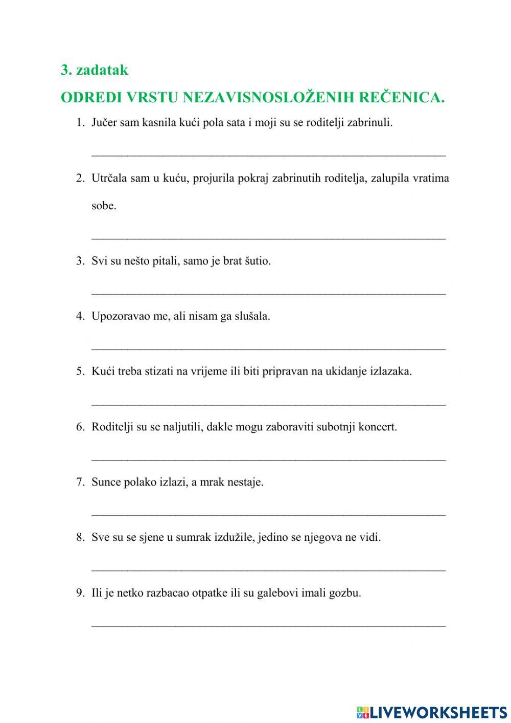 Nezavisnosložene rečenice - 8.