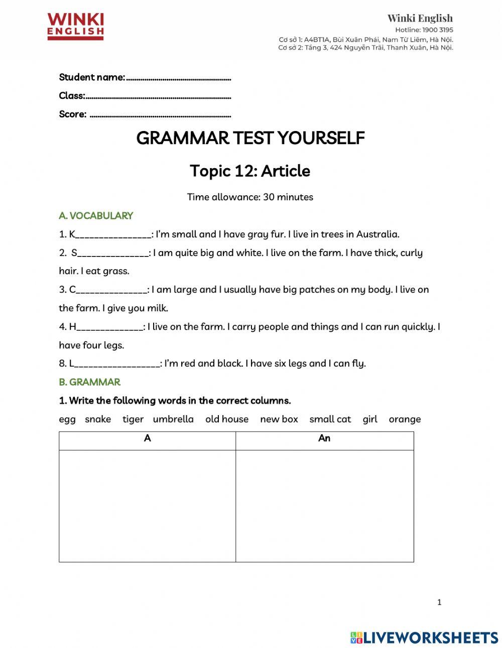 G4 - test topic 12