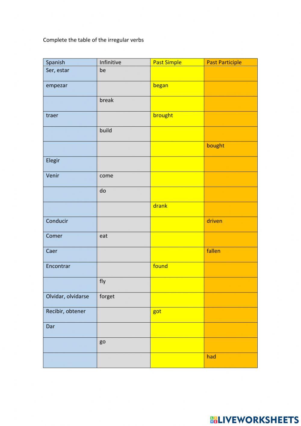Irregular verbs 3 º DIVER