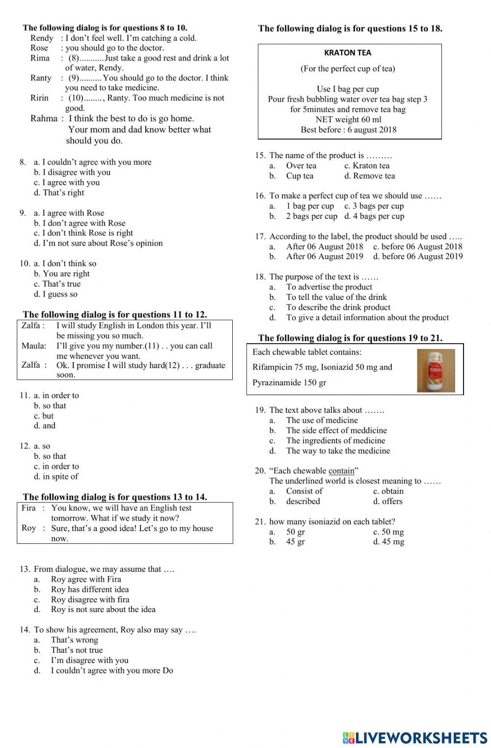 Soal PAS Bahasa Inggris Kelas 9