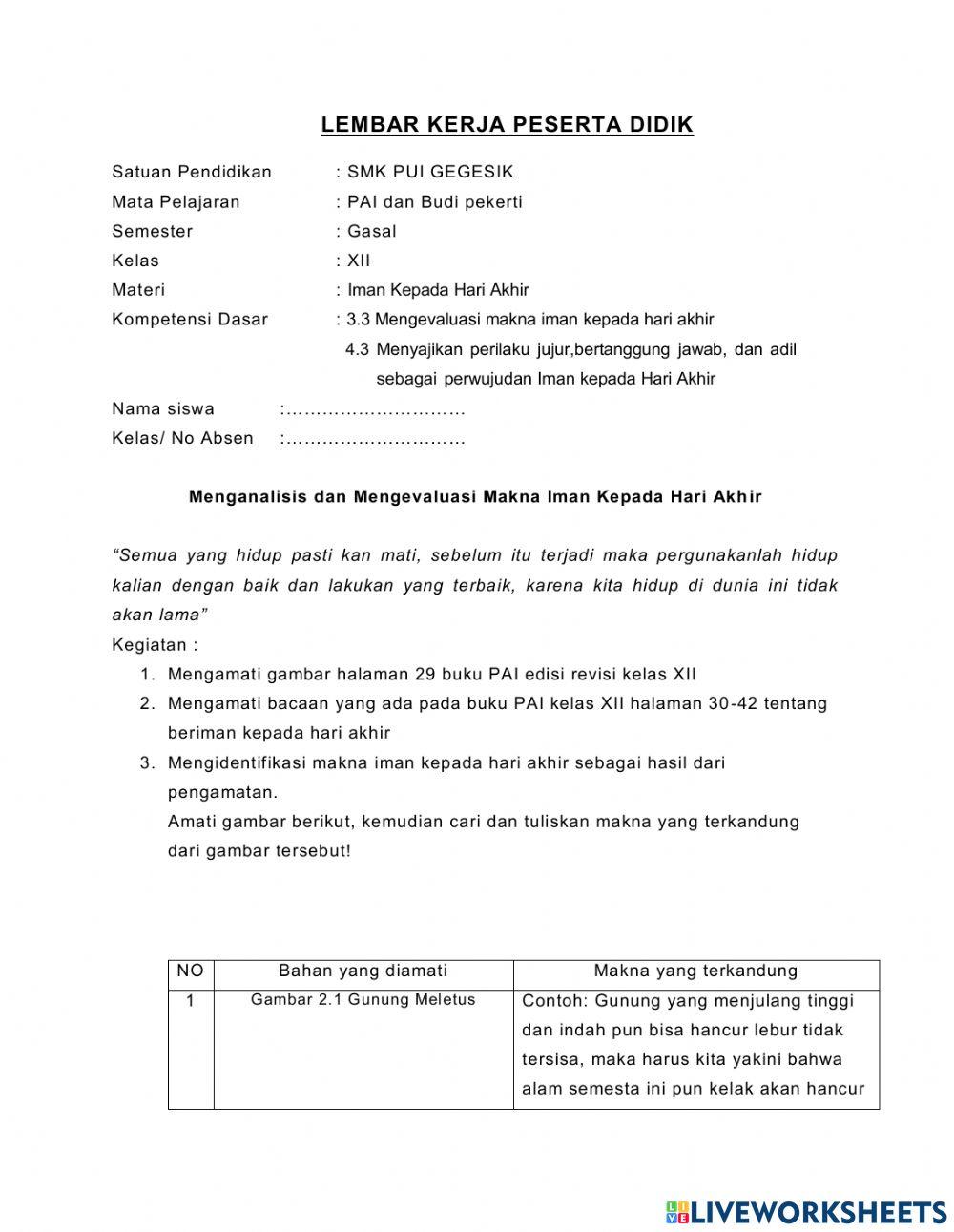 Iman kepada hari akhir (kiamat)