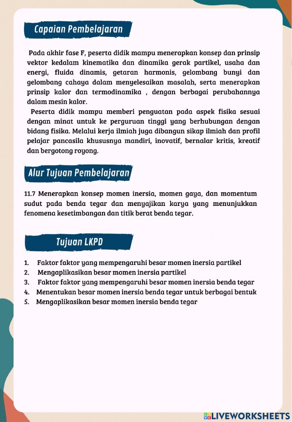 LKPD-2 Momen Inersia pada Benda Tegar
