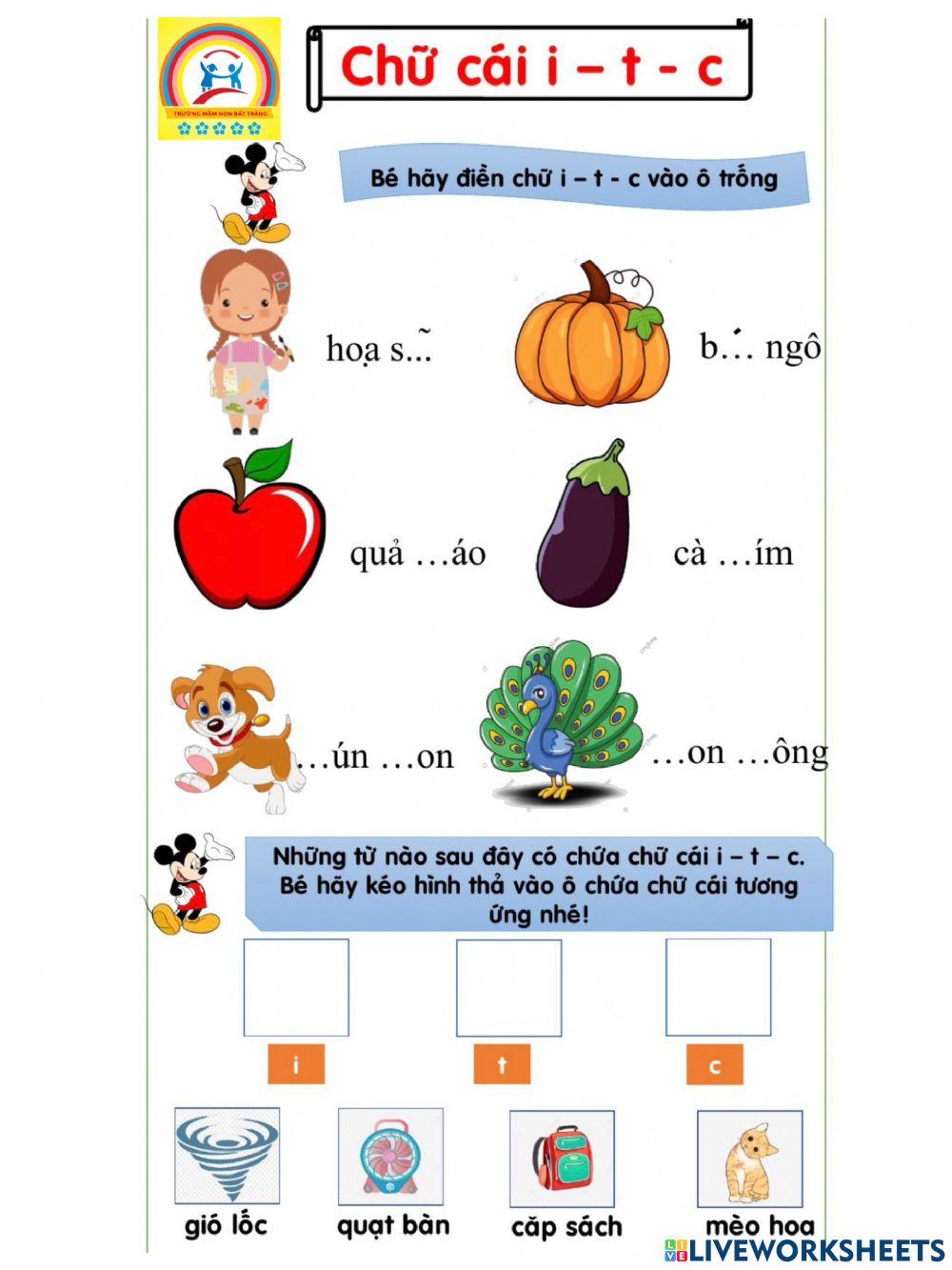 Phiếu bài tập chữu cái 5-6 tuổi-MN BÁT TRÀNG